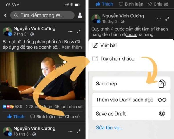Các bước để lấy link download video Facebook trên điện thoại iOS